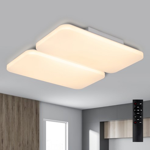 원하 폴슨에어 거실 천장 밝기조절 플리커프리 삼색변환 LED 조명 150W + 리모컨 세트, 화이트