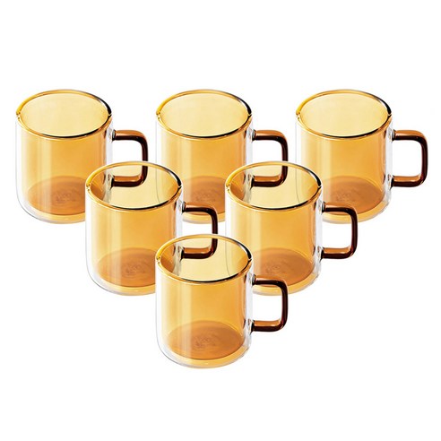 칼딘 더블 월 컬러풀 머그컵 400ml, 앰버, 6개