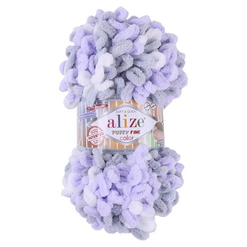 alize 핑거니팅 퍼피파인 뜨개실, 6372 라일락mix, 1개