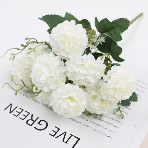 마벨인홈 조화 고급 단아한 수국 꽃다발, 3개, 화이트