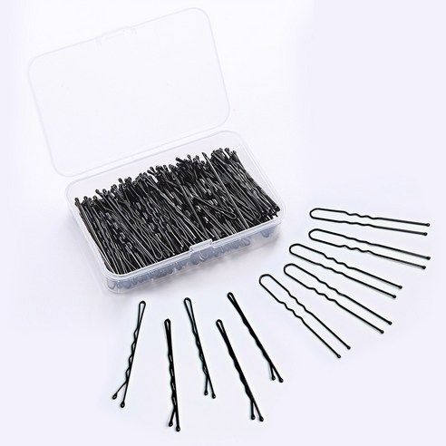 무식이네 샤프라인 대용량 헤어 실핀 물결 100p + U자 100p + 케이스