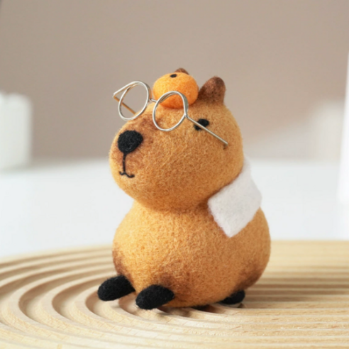 심플라인 양모펠트 카피바라 패밀리 DIY 키트, 1세트, 안경카피바라