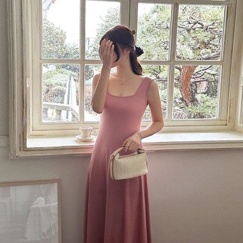 보리맘 사각 A라인 민소매 맥시 롱 임산부 원피스 G964