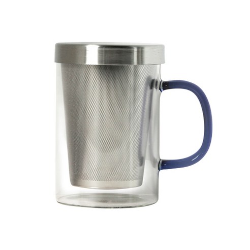 티도요 홈카페 스텐 차망 티머그컵 G107 500ml, 블루, 1개