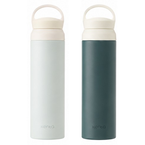 KENTA 어반 이중 진공 스테인리스 텀블러 2종 세트, 2개, 500ml, 크림민트, 피콕블루
