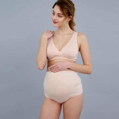 쁘띠마리에 컴포트 면스판 수유브라 + 프리덤 면스판 임부팬티 세트