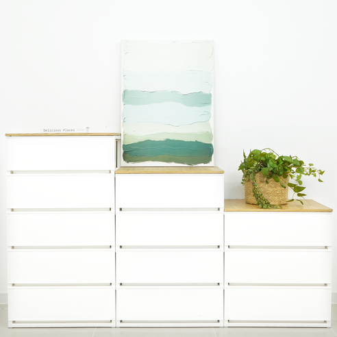 엠비코 우든 와이드 우드상판 서랍장 후기 분석 - 설치 완료 연출 샷