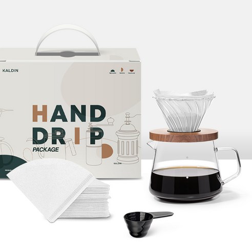 칼딘 V형 클리어 핸드드립 세트 화이트 1-2인용, 1세트, 5종, 400ml 1세트, 5종, 400ml