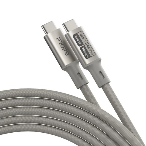 프롭스 240W 20Gbps 8K 60Hz USB4 C to C타입 PD3.1 초고속 충전 케이블, 1개, 티타늄골드, 1.8m