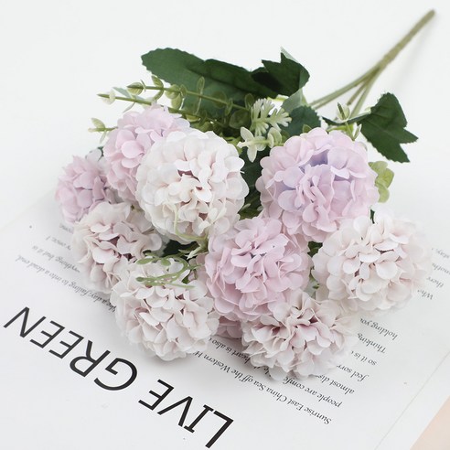 마벨인홈 조화 고급 단아한 수국 꽃다발, 3개, 라이트 퍼플
