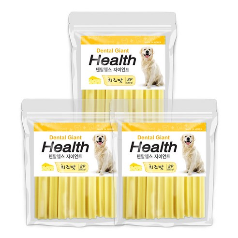 인터펫코리아 강아지 덴탈헬스 플러스 자이언트 껌, 치즈맛, 260g, 3개