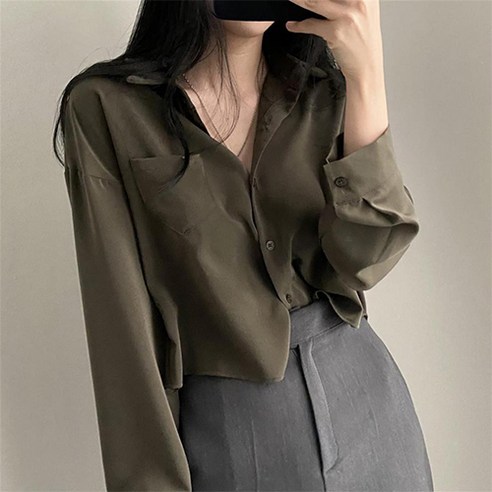 구디프 여성용 러블리 여리여리 크롭 셔츠
