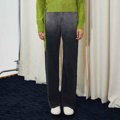 원더플레이스 여성용 ORDINARY HOLIDAY 그라데이션 기모 와이드 데님팬츠 W7C24RJDP104