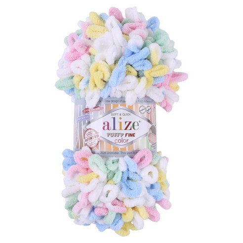 alize 핑거니팅 퍼피파인 뜨개실, 5949 캔디mix, 1개