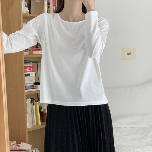 토마토팩토리 여성용 헤일러 코튼 베이직 스퀘어넥 긴팔 이너 티셔츠