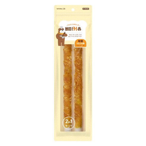 네츄럴랩 강아지 베이커 츄 간식 스틱 L, 혼합맛(닭가슴살/우피), 200g, 1개