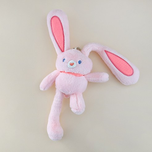 다다랜드 귀높이 조절가능한 변신 토끼 인형 버니 키링, 28cm, 핑크, 1개