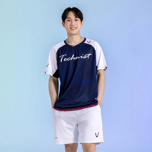 테크니스트 남성용 배드민턴 정규 게임웨어 스포츠 반팔 티셔츠 TNT560