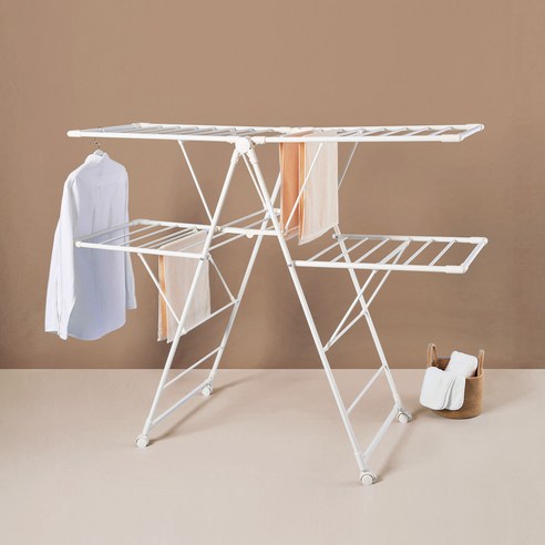 락앤락 튼튼 빨래 건조대 더블 이동형, 아이보리