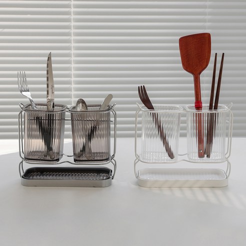 리빙공감 홈즈미 물빠짐 수저통 수저정리함 수저꽂이 후기 분석 - 주방 배치 실물 느낌