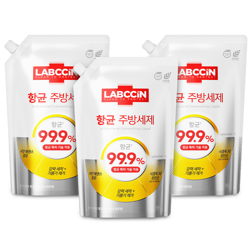 랩신 주방세제 레몬향, 1L, 3개