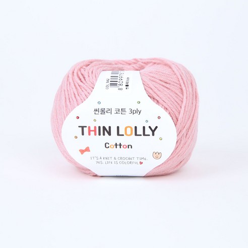 앵콜스 씬롤리 코튼 3ply 뜨개실 30g, 342 페일핑크, 1개