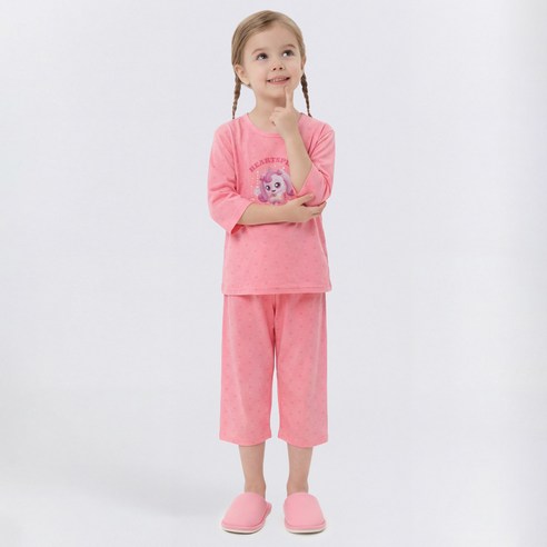 프리미에팜 아동용 캐치! 티니핑 7부 에어리 쿨터치 실내복 상하의 세트