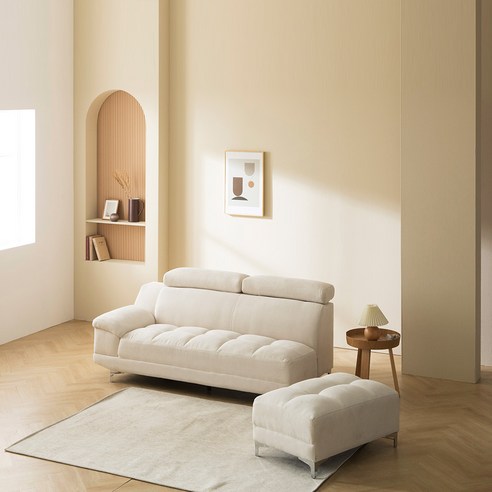 파로마 올랜도 아쿠아텍스 3인용 소파 + 스툴 세트 방문설치 후기 분석 - 스툴 구성 활용