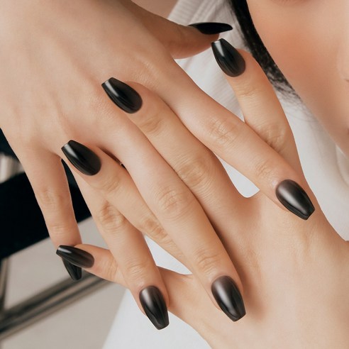 데싱디바 매직프레스 코핀 네일팁, 클리어 블랙, 1개