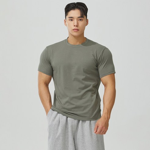블랙몬스터핏 남성용 무지 모달 머슬핏 헬스 반팔 티셔츠