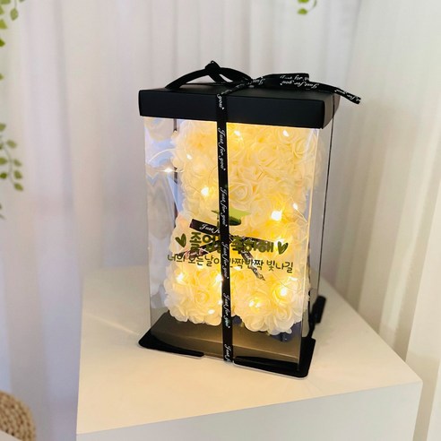 Reobeulripam Rose Beeo + Jeonyong Case + LED Jeongu + Reteoring Sheet Ji Set Joleop S, S Size , Abori , 1 Pack (러블리팜 로즈베어 + 전용케이스 + LED전구 + 레터링 시트지 세트 졸업 S, S사이즈, 아이보리, 1개)