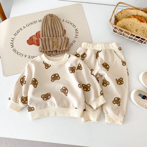 조이멀티 유아용 발그레베어 긴팔 상하복 세트