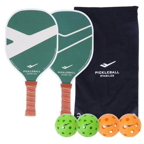 프로스펙스 우든 피클볼 라켓 2p + 공 4p + 보관가방, 혼합색상, 1세트