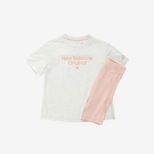 뉴발란스키즈 여아용 NBgC Athleisure 롱 티셔츠 + 5부 레깅스 세트