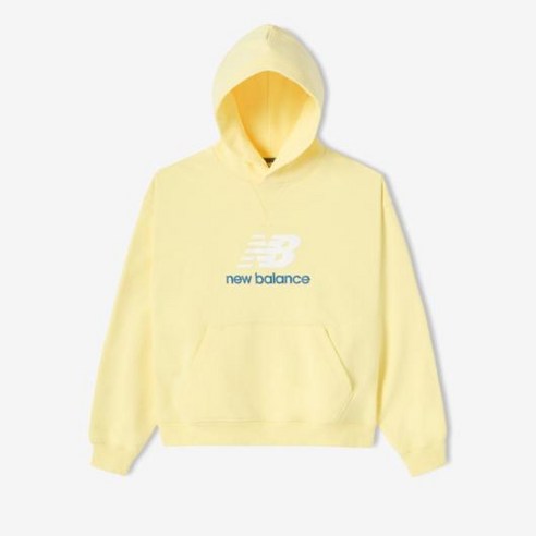 뉴발란스 여성용 에센셜 오버핏 빅로고 면 후드티 NBN0F1V222 후기 분석 - 소매 시보리 확인