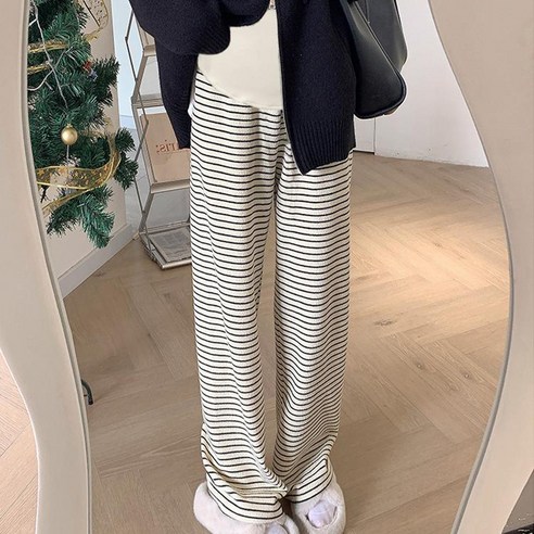 데이소이 줄무늬 와이드 임산부 긴바지