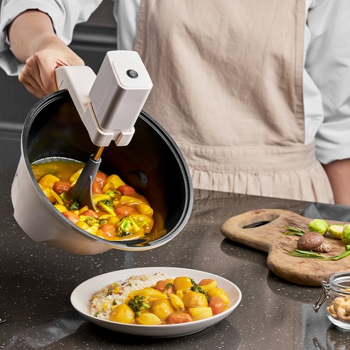 로이첸 인덕션 아이지글 자동회전롤팬 크림 후기 분석 - 제품 측면 뷰