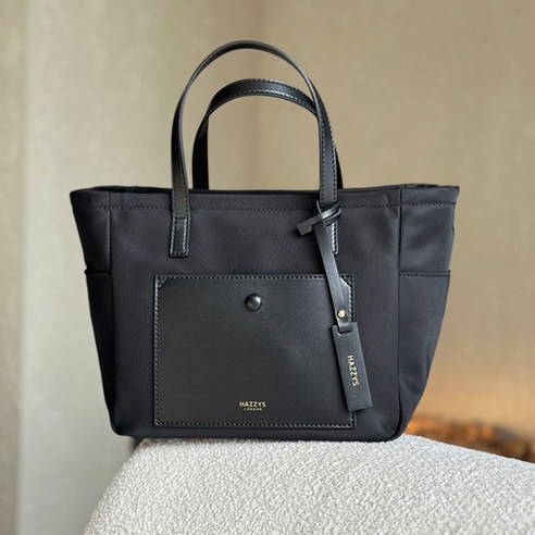 헤지스 라잇 심플 포켓 나일론 탑짐 토트 크로스백 사이즈, S(210 x 190 x 120 mm), 블랙, 블랙 섬네일