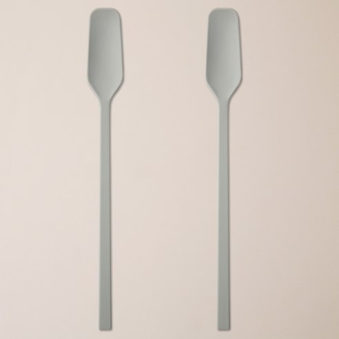 이지실리 스퀘어 실리콘 다용도 티 버터 잼스푼, 그레이, 2개