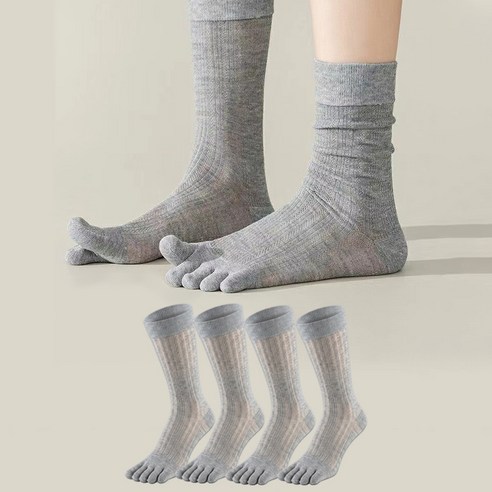 두발로 여성용 시스루 발가락 장목 양말 4켤레