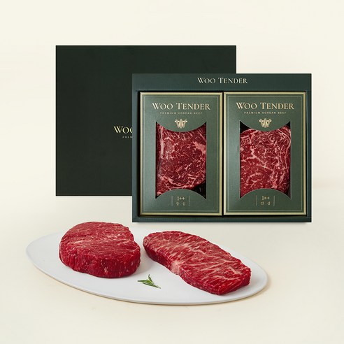 우텐더 1++ 스테이크 선물세트 1kg 등심 250g 2p + 채끝 250g + 안심 250g, 1세트