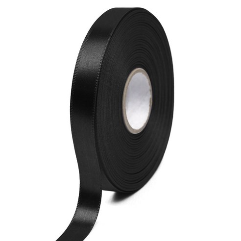 포포팬시 뭉구 프리미엄 유광 단면 공단 리본 15mm, 10 검정, 1개, 45m