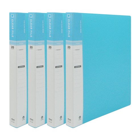 현풍 20매 비보 클리어화일 인덱스 A4, 4개, 하늘색