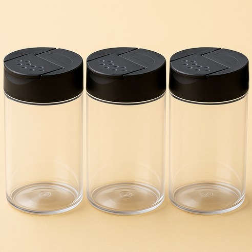 바른미각 BPA FREE 원형 조미료통 블랙, 150ml, 3개