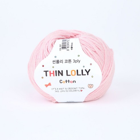 앵콜스 씬롤리 코튼 3ply 뜨개실 30g, 337 베이비핑크, 1개