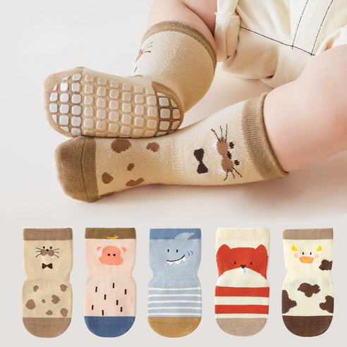 아이뿜 쪼꼬미 동물 미끄럼방지 양말 5종 세트 JB06