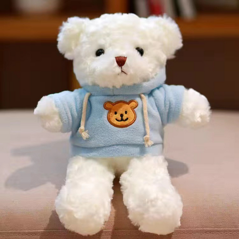 프레이르 귀여운 사랑스러운 인형 맨투맨 베어 L, 화이트 블루, 1개, 50cm