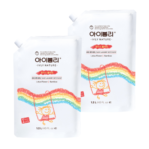 아이블리네이처 유아 세제 로터스 플라워향, 1.2L, 2개