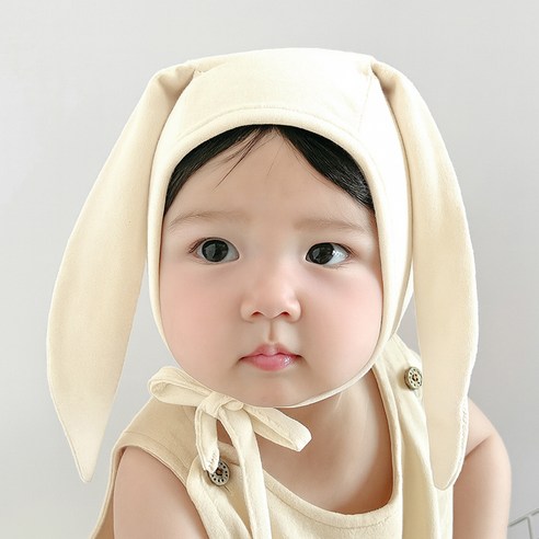 우주아이 신생아용 깡총 토끼귀 모자