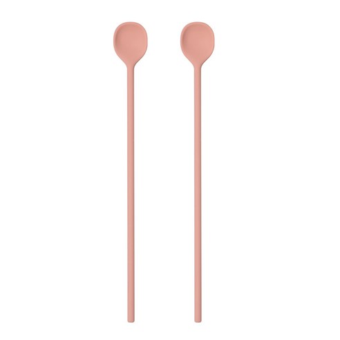 키친팩토리 파스텔 실리콘 머들러 롱티스푼, 코랄핑크, 2개